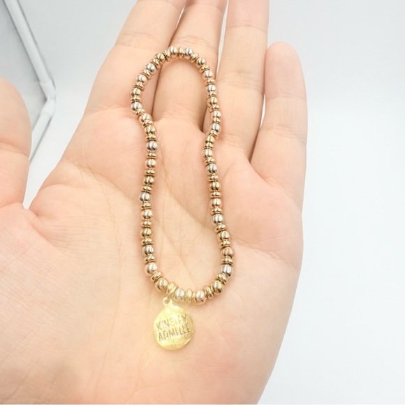 Kinsley Armelle 14K Yellow Gold Rose Gold and Silver Plated Beaded Bracelet - Picture 5 of 6